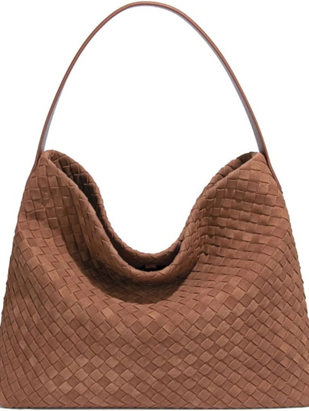 Chic Slouchy Faux Suede Woven Hobo Bag | Stylish Women's Shoulder Tote Handbag